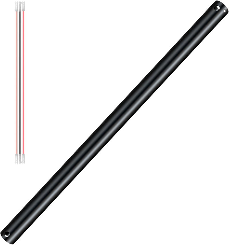 Puoyro 24 Inch Ceiling Fan Downrod with Extension Cable - 1 Inch Outer Diameter, Black Ceiling Fan Extension Rod,(No Threaded) Improves Airflow, Suitable for Various Ceiling Fans - Image 1